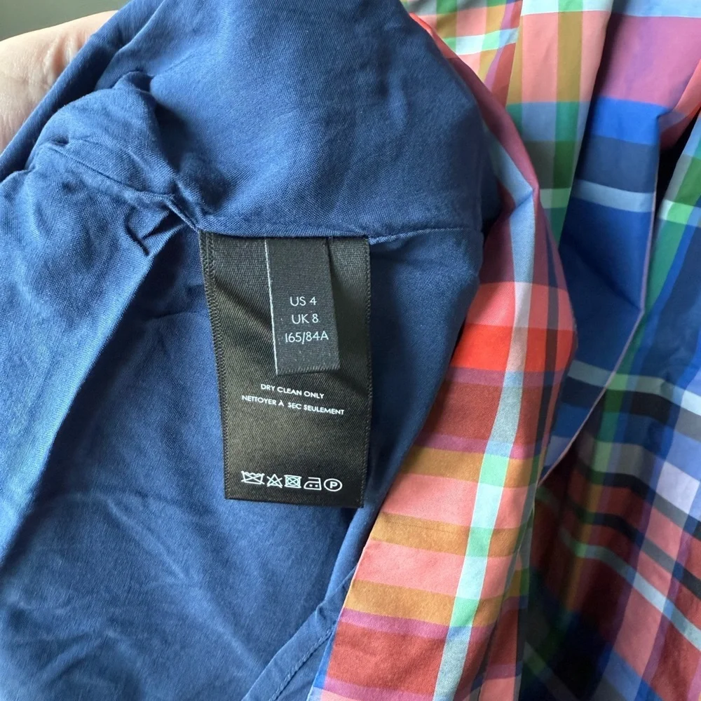 Anthropologie Maeve Plaid Dress Womens 4 Blue Fit & Flare Western Coquette Girl - Picture 5 of 8